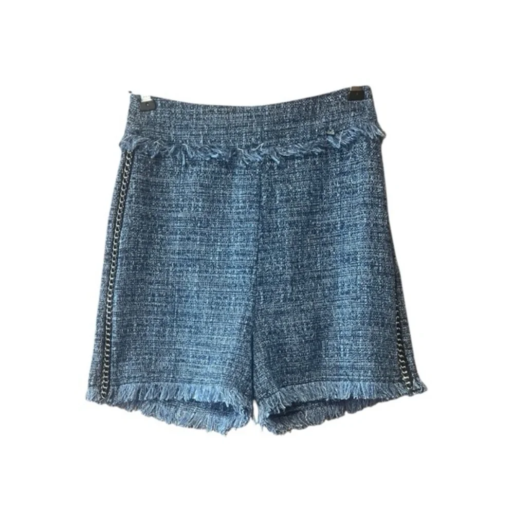 Guess Tweed Fringe‎ Side Chain High Waisted Shorts